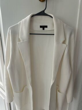 Quince Cream Open-Front Blazer Cardigan